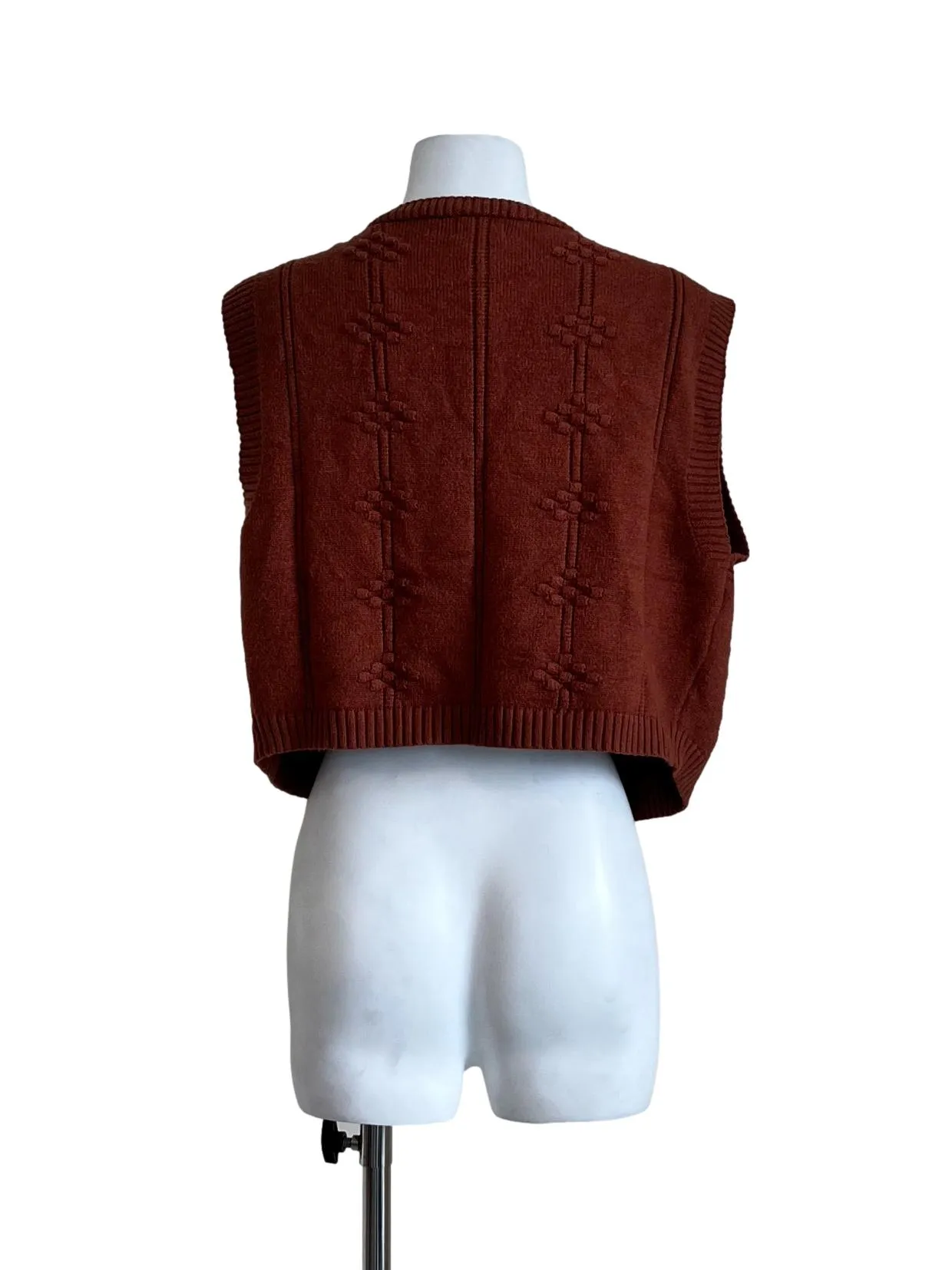 White Textured V Neck Top