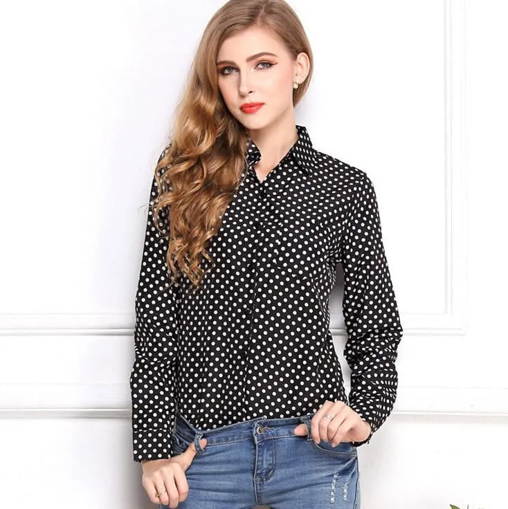 Women's Blouses Red Lips Print Chiffon Casual Lady Shirt White Stand Collar Button Long Sleeve Blouse