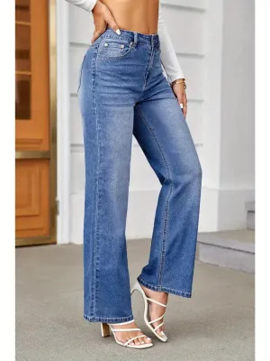 Women's High-Waist Loose Jeans | Straight Leg & Wide Leg Mom Jeans
