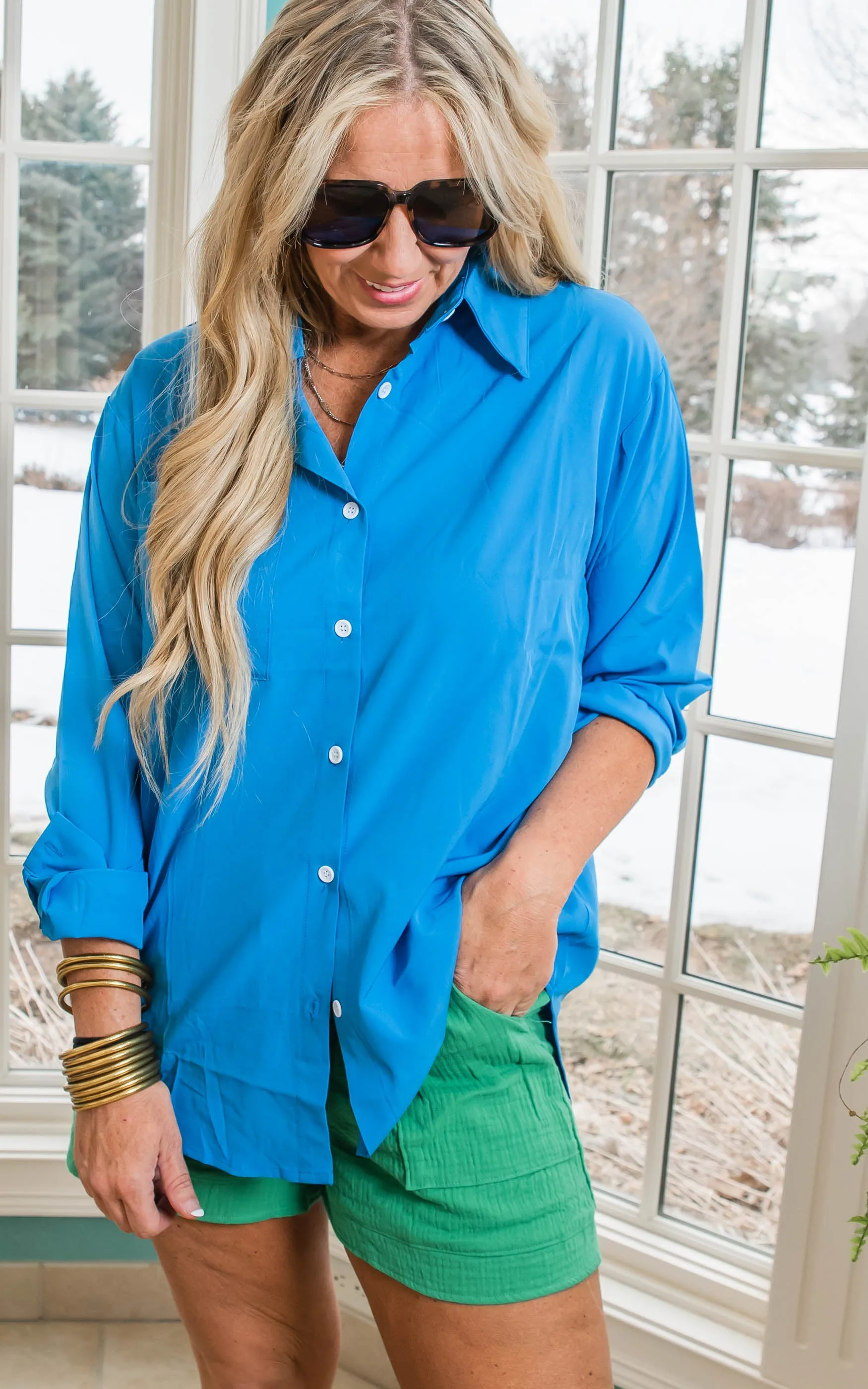 Woven Button Down Top - Final Sale