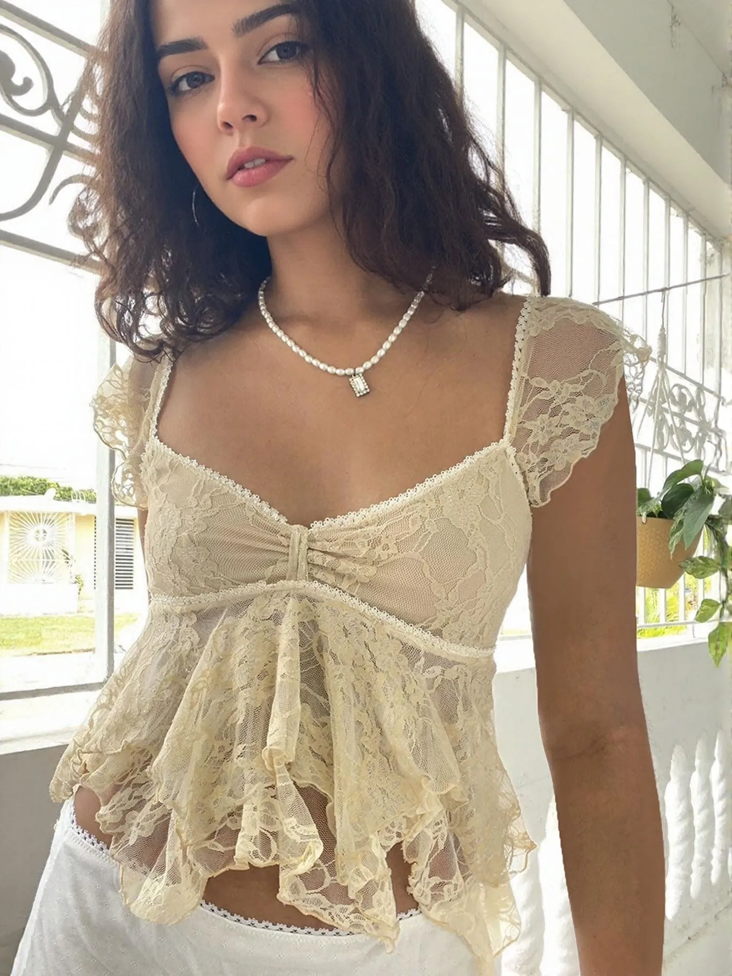 Yellow Bust Fitted Ruffle Peplum Top