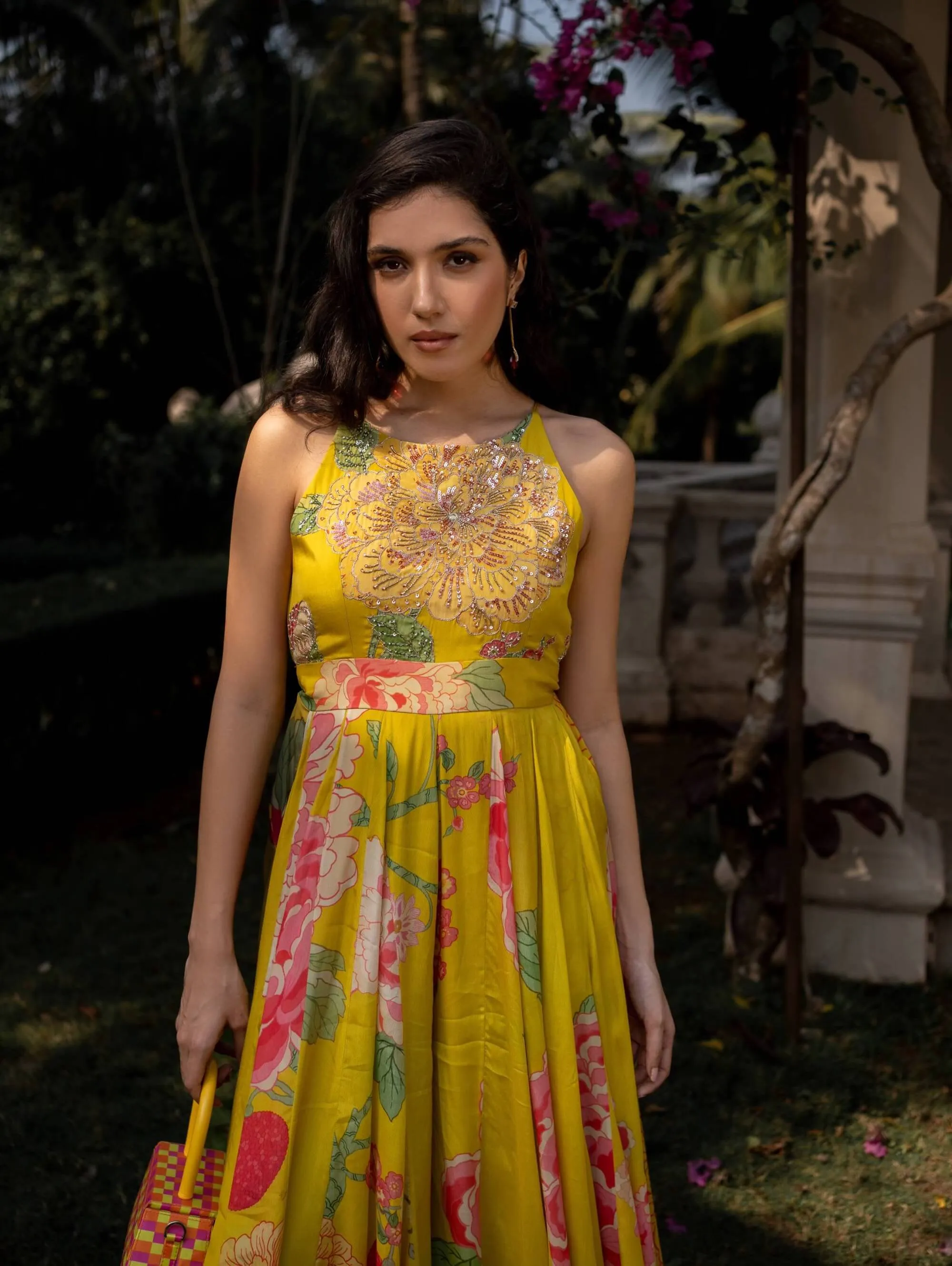 Yellow refreshing floral jumpsuit
