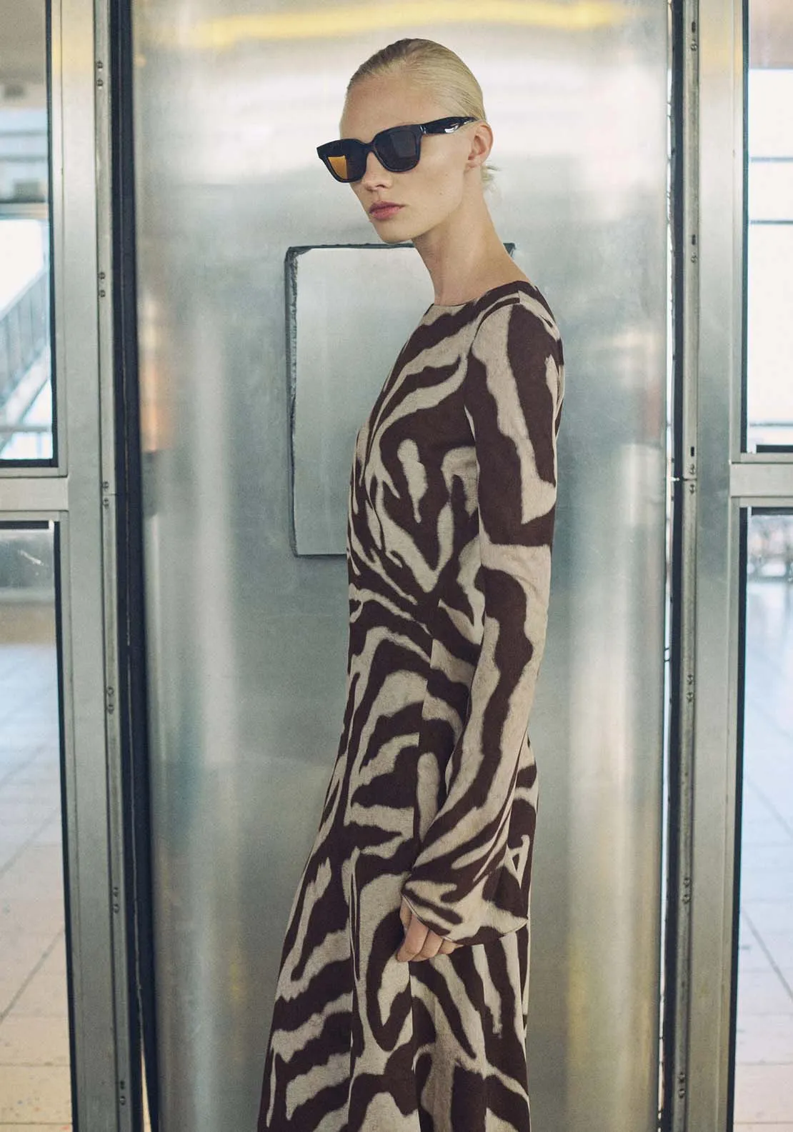Zebra flared dress - Brown